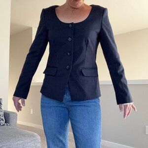 Ann Taylor U-Neck Suit Jacket in Stretch Cotton
